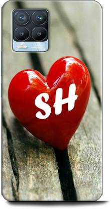 INDICRAFT Back Cover for Realme 8, RMX3085 S H, S LOVES H, NAME, LETTER, ALPHABET, SH LOVE, HART, BLUE