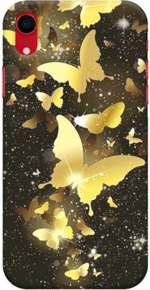 NDCOM Back Cover for Apple iPhone XR Golden Butterfly on Black Wallpaper Printed