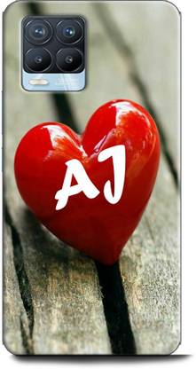 INDICRAFT Back Cover for Realme 8, RMX3085 A J, A LOVES J, NAME, LETTER, ALPHABET, AJ LOVE, HART, BLUE