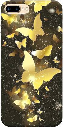 NDCOM Back Cover for Apple iPhone 7 Plus Golden Butterfly on Black Wallpaper Printed
