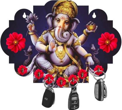 Crafts World BEAUTIFULL DESIGNER GANESH KEY HOLDER Wood Key Holder
