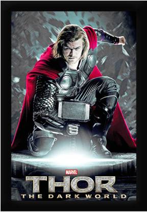 Braj Art Gallery Marvel Thor Chris Hemsworth Photo Frame Digital Reprint 19.5 inch x 13.5 inch Painting