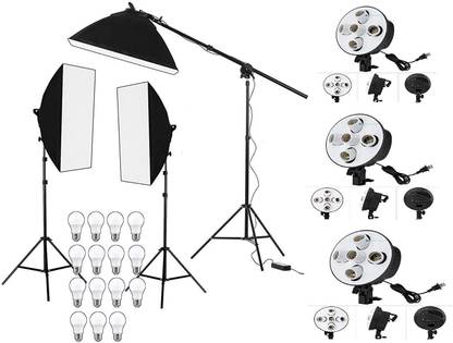 Hiffin PRO HD 5 Soft Led Video Light Softbox Kit | 3 Point Lighting | Stand | for YouTube Shooting,Videography, Product Photography, Continuous Studio Lights, Key Fill and Back Light Black, White Reflector Umbrella