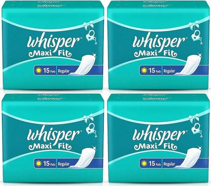 Whisper Maxi Fit Regular 15+15+15+15 Sanitary Pads Sanitary Pad (Pack of 4) Sanitary Pad