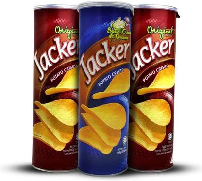 Jacker Potato Crisp Original + Sour Cream and Onion| Combo 110g Pack of 3 Chips Chips