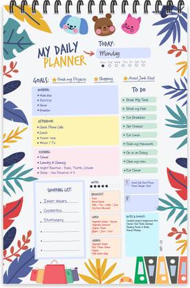 ESCAPER Leafs Theme Daily Planner Diary (A5 Size - 8.5"L x 5.5"W - 80 Days Plan) | Daily Planner for Students | Daily Planner Notepad A5 Planner/Organizer Ruled 80 Pages