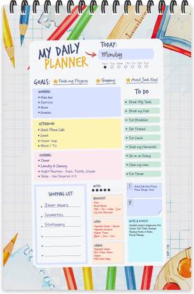 ESCAPER Back To School Theme Daily Planner Diary (A5 Size - 8.5"L x 5.5"W - 80 Days Plan) | Daily Planner for Students | Daily Planner Notepad A5 Planner/Organizer Ruled 80 Pages