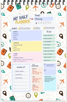 ESCAPER Travel Theme Daily Planner Diary (A5 Size - 8.5"L x 5.5"W - 80 Days Plan) | Daily Planner for Students | Travel Planner Notepad A5 Planner/Organizer Ruled 80 Pages