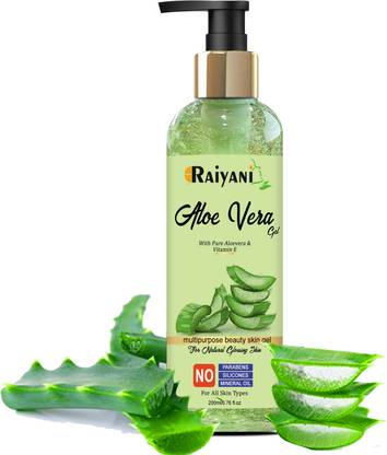 Raiyani Pure & Natural Aloe Vera Gel - 200 Ml - Enriched With Vitamin E - Multipurpose Gel for Skin