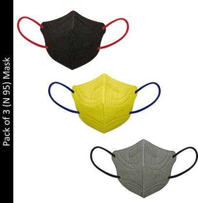 Doil Domec N95 3 Piece Multicolor N95 mask Washable Reusable Outdoor Protection Face mask Black Mask Yellow Mask Grey Mask Protection Mask Reusable, Washable