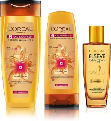 L'Oréal Paris 6 OilNourish Shampoo340ml with Conditioner192.5mland Extraordinary Oil Serum30ml