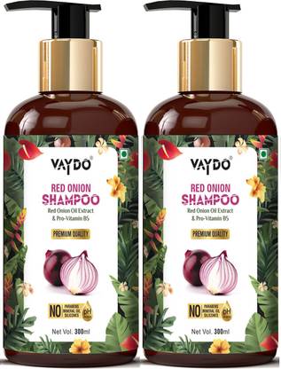 vaydo Red Onion Black Seed Oil Shampoo Premium Quality With Red Onion Seed Oil Extract, Black Seed Oil & Pro-Vitamin B5 - No Parabens, Sulphates, Silicones, Color & Peg (600ML)