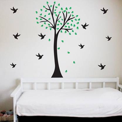 MMD DECORATION Evergreen Tree Reusable Wall Stencil Branches birds DIY Reusable Wall Painting Stencil for Home Decoration Wall Stencil Stencil