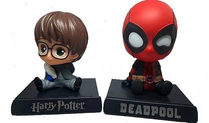 Daiyamondo Harry Puttar With DeadpooL Big Size Bobble Head - Action Figure Moving Head Bobblehead Spring Dancing PVC Bobble Spring Dancing Doll Toy Car Dashboard Bounce Toys for Car Interior Dashboard