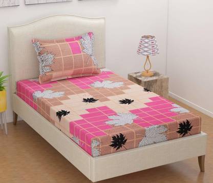 Radhey Radhey Decor 125 TC Cotton Single Printed Flat Bedsheet