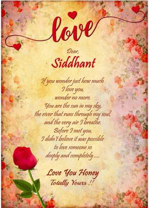 Midas Craft I Love You Siddhant ….03 Love Letter Greeting Card