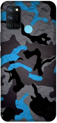Yoprint Back Cover for Realme C17 grey and skyblue pattern design Printed