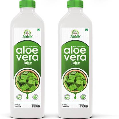 Natells Healthcare Aloe Vera Juice (with Pulp) | Rejuvenates Skin and Hair | Natural Juice made within 4 hours of harvesting | No Added Sugar (1000 ml) pack of 2
