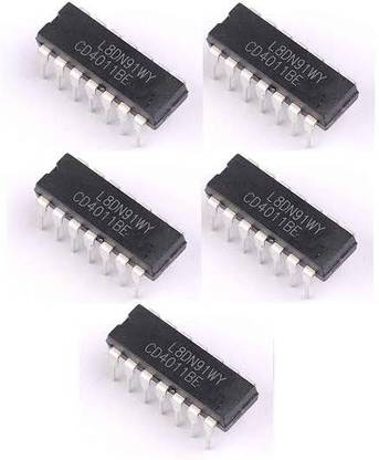 jivith INVENTO 5Pcs CD4011UBE 4011 IC NAND Gate, CD4011, 2 Input, 6.8 mA, 3 V to 18 V, DIP-14 Electronic Components Electronic Hobby Kit