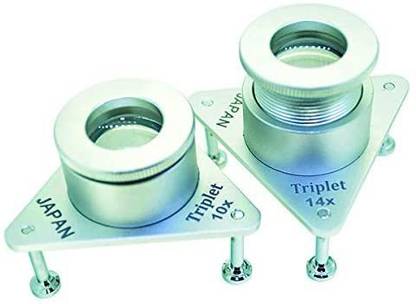 Moon Machinery Mart Tripoid Silver Brass Diamond Tripod Lens 14X Magnifier with Adjustable Focus Length (Free Cover) 14x JEWELLERY MAGNIFIER, TRIPOD MAGNIFIER