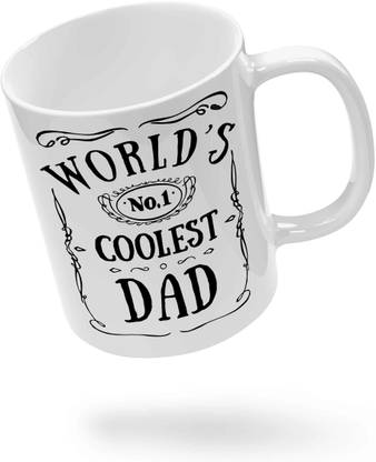 Giffiti World's Number One Coolest Dad Typography Art Gift Your Loved Ones Microwave And Dishwasher Safe 330ML Ceramic Coffee Mug