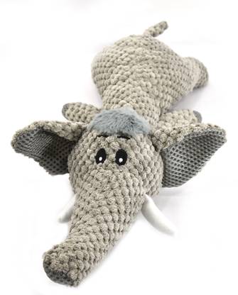Wooflix Squeaky Elephant 40cm Cotton Plush Toy, Squeaky Toy, Soft Toy, Tug Toy For Dog