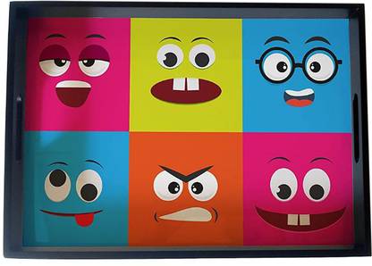 Brahma Design Emoji Kitchen Dining Serving and Desk Rectangular Tray