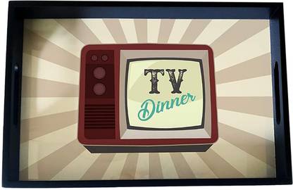 Brahma Design TV Dinner Black Border Dining Serving and Desk Rectangular Tray