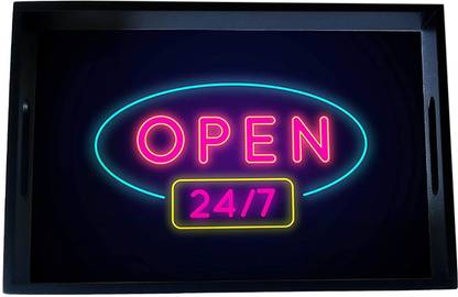 Brahma Design Neon Open Black Border Desk Rectangle Shape Tray