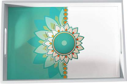 Brahma Design Rakhee Mint White Border Desk Rectangle Shape Tray