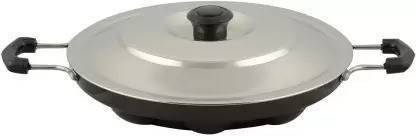 HoneyDell 12 Cavities Non Stick Appam Patra with Lid and Side Handle/ kulipaniyaram pan nonstick/ appe/ aapee ka sacha/ panniyaram kadai/ Paniyarrakal/Paniyaram/Appam Pan/Appam Maker/Pan Cake/guntapongadalu pan/appam kadai/Ponganal Maker/idali Maker/idali Pan kadai/litti maker/unniyappam chatti non stick/ unniyappam chatti Paniarakkal with Lid Paniarakkal with Lid 0.5 L capacity 23 cm diameter