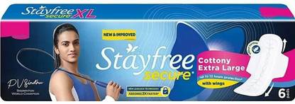 STAYFREE Secure Extra Large XL ( 6 pads ) cottony sanitary pads Sanitary Pad