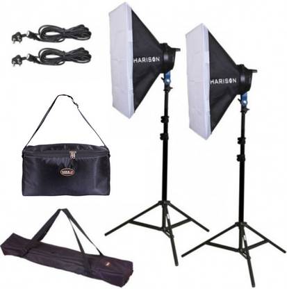 harison Quadlux Mark II Double Kit/Fluorescent Light for Still &Video/Softlight for Portait/YouTube Lighting/Each Light Accepts 4 LED Lamps Square Softbox