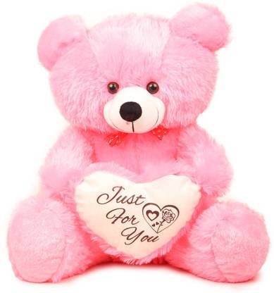 Inky Ponky Stuffs soft And Plush 2 Feet Sitting Pink Color Monu Teddy Bear With Heart  - 60 cm