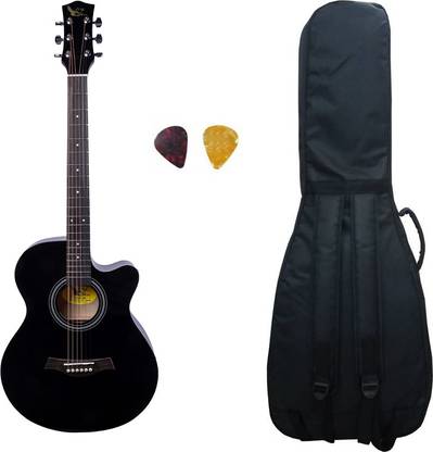 swan7 40C Maven Series Spruce Wood Black Glossy Acoustic Guitar With Bag and Picks Acoustic Guitar Bronze, Steel Rosewood Right Hand Orientation