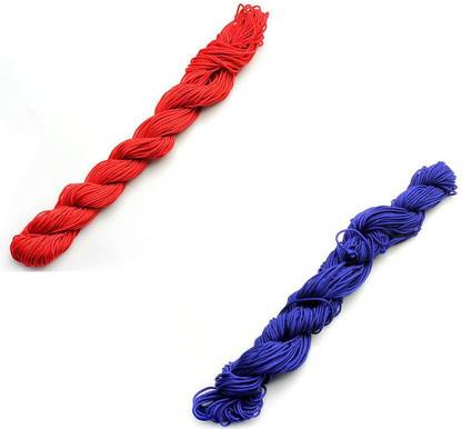 Beadsncraft Chinese Knot Macrame String Bracelet Wire Cord Thread 1mm, For DIY Necklace Bracelet Braided String 30 Meters Red and Blue