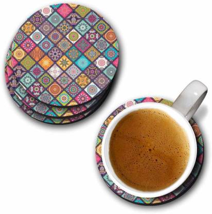 LADECOR Round Wood Coaster Set