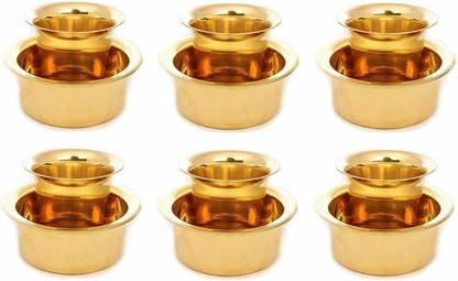 VAMSY Pack of 6 Brass Brass Coffee Dabara Set ( 6 Pair)