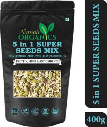 Namah Organics 5 in 1 super seeds mix 400grms pack Chia Seeds, Brown Flax Seeds, Pumpkin Seeds, Sunflower Seeds, Watermelon Seeds