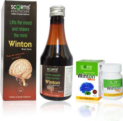 SCORTIS HEALTH CARE Ayurvedic Winton Syrup (200ML) + Wintone Tablet (50 Tablet) for Focus + Brain Supplement & Memory Supports Focus Concentration & Alertness