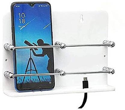 LXET Acrylic Double Mobile Stand Dual Phone Charging Holder TV AC Remote Stand for Home Office Bedroom Hotel Wall Multipurpose Mobile Stand Acrylic Key Holder