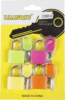NFI Y31 Set of 4 Small Padlocks For Securing Luggage While Travelling - Includes 2 Keys For Each Lock Safety Lock  (Multicolor) Safety Lock