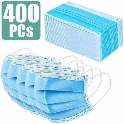 Garg Surgicals 3 PLY disposable face mask ( Blue ) pack of 400 Reusable Surgical Mask With Melt Blown Fabric Layer