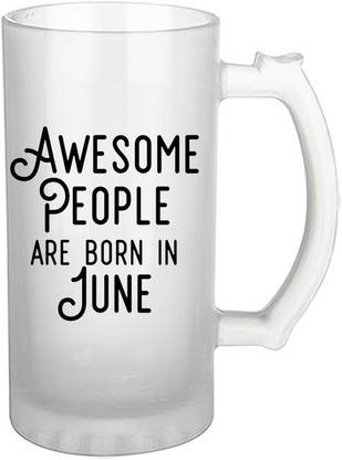 iKraft Beer | Printed Design - Awesome People are Born in June | Best Gift for Mom, Sisiter and Birthday Occasions -16oz [470 ml] Glass Beer Mug