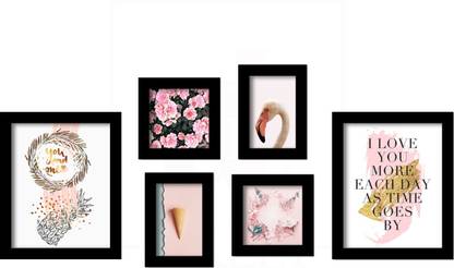 Painting Mantra Set of 6 Black Art Print, Painting for Home Décor, Paintings with Frame for Living Room(21.6x27.6 Inch) Digital Reprint 27.6 inch x 21.6 inch Painting