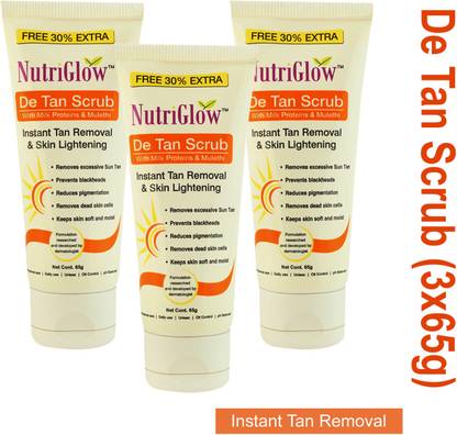 NutriGlow DE-TAN Face Scurb-65g(Pack Of 3) Scrub
