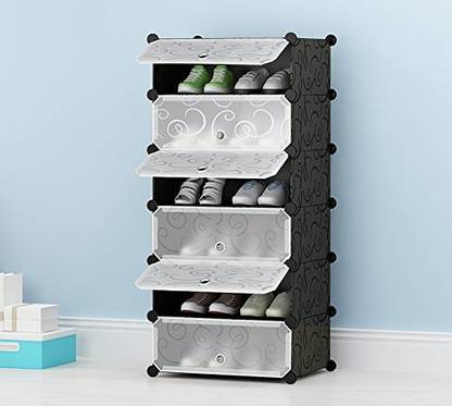 SEVVY SEVVY Plastic Sheet Portable Shoe Rack Cabinet Do-It-Yourself - 6 Layer Plastic Collapsible Shoe Stand