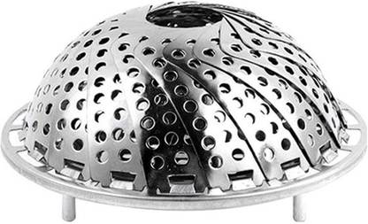 AMEEDARSHAN Foldable Stainless Steel Vegetable Fruit Steamer Punching Food Drain Bowl Basket Multi-functional Kitchen Tools Retractable Steel Steamer