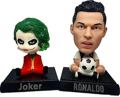 Daiyamondo Red joker With Football player Ronaldo Big Size Bobble Head - Action Figure Moving Head Bobblehead Spring Dancing PVC Bobble Spring Dancing Doll Toy Car Dashboard Bounce Toys for Car Interior Dashboard