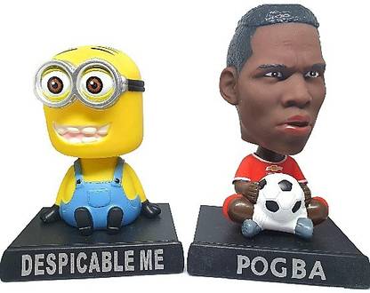 Daiyamondo Despicable Minion With Football Player Pogba Big Size Bobble Head - Action Figure Moving Head Bobblehead Spring Dancing PVC Bobble Spring Dancing Doll Toy Car Dashboard Bounce Toys for Car Interior Dashboard